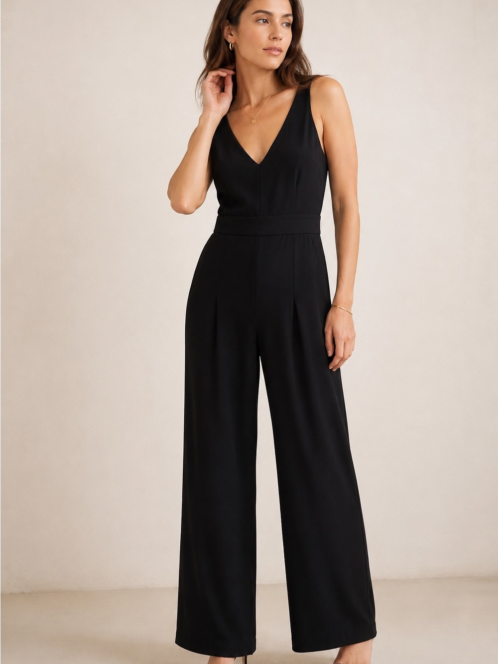 Boden Black Sleeveless V-Neck Jumpsuit Size 6 NWT